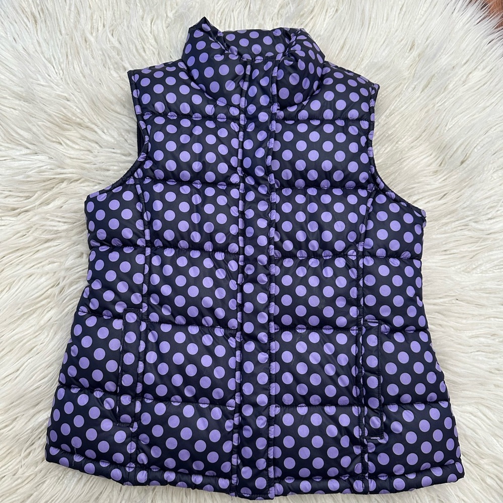 GAP kids Factory Purple Polka Dot Puffer Vest Girls size L 10